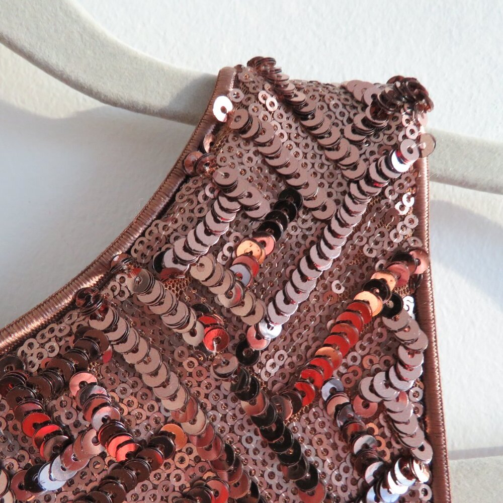 DRESS THE POPULATION Mia Bronze Sequin Mini Fit and Flare Dress - Size S - Picture 5 of 16